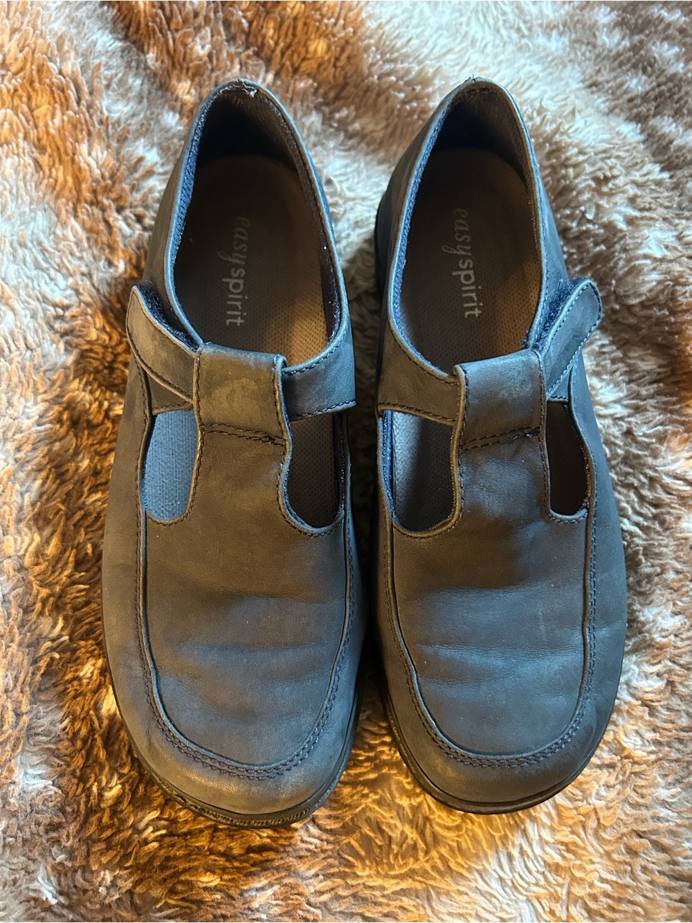 Easy Spirit Blue Leather Mary Janes Women Size 7 Wide
